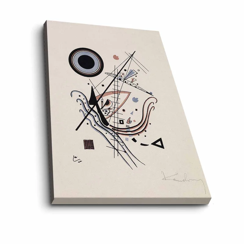 Canvastavla 70x100 cm - Abstrakt komposition med cirklar och linjer i harmonisk balans - Svart / Röd / Blå - Inredning - Tavlor & posters - Canvastavla