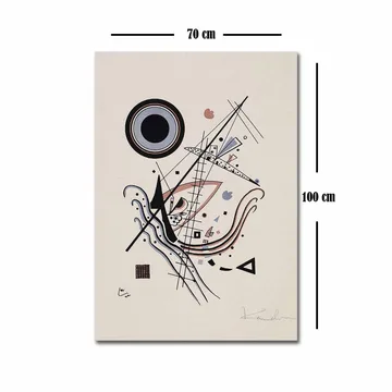 Canvastavla 70x100 cm - Abstrakt komposition med cirklar och linjer i harmonisk balans - Svart / Röd / Blå - Inredning - Tavlor & posters - Canvastavla