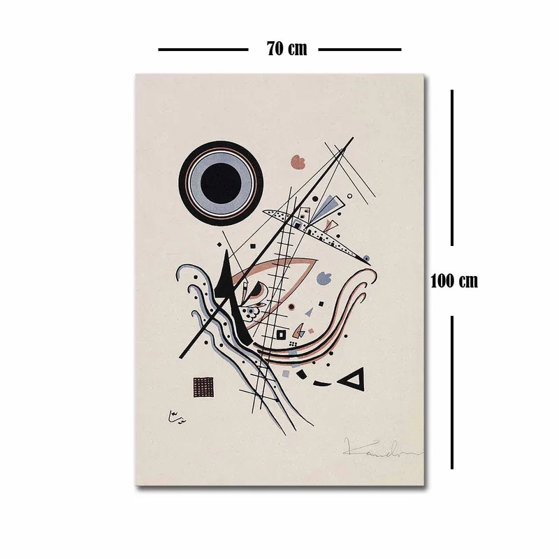 Canvastavla 70x100 cm - Abstrakt komposition med cirklar och linjer i harmonisk balans - Svart / Röd / Blå - Inredning - Tavlor & posters - Canvastavla