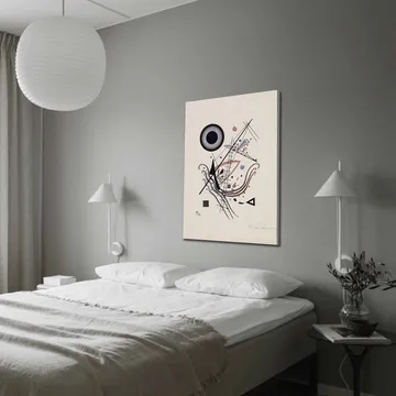 Canvastavla 70x100 cm - Abstrakt komposition med cirklar och linjer i harmonisk balans - Svart / Röd / Blå - Inredning - Tavlor & posters - Canvastavla