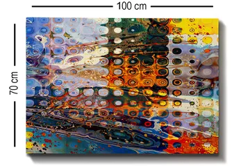 Canvastavla 70x100 cm - Abstrakt komposition med cirkulära mönster i olika färger som skapar en dynamisk känsla - Blå / Orange / Gul - Inredning - Tavlor & posters - Canvastavla