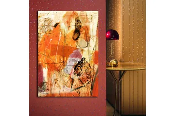 Canvastavla 70x100 cm - Abstrakt komposition med dominanta orangea och röda toner som skapar en energisk känsla - Orange / Röd / Ljusbeige - Inredning - Tavlor & posters - Canvastavla