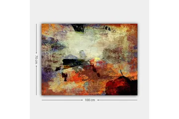 Canvastavla 70x100 cm - Abstrakt komposition med dynamiska färgfält som skapar en känsla av rörelse och djup - Röd / Orange / Grön - Inredning - Tavlor & posters - Canvastavla