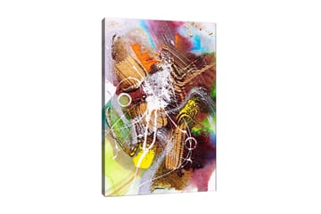 Canvastavla 70x100 cm - Abstrakt komposition med dynamiska former och färger som skapar en känsla av rörelse - Guld / Grön / Röd - Inredning - Tavlor & posters - Canvastavla