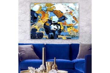 Canvastavla 70x100 cm - Abstrakt komposition med dynamiska former och färger som skapar en livlig känsla - Mörkblå / Ljusblå / Gul - Inredning - Tavlor & posters - Canvastavla