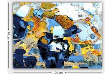 Canvastavla 70x100 cm - Abstrakt komposition med dynamiska former och färger som skapar en livlig känsla - Mörkblå / Ljusblå / Gul - Inredning - Tavlor & posters - Canvastavla