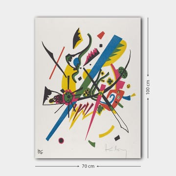 Canvastavla 70x100 cm - Abstrakt komposition med dynamiska linjer och former som skapar en känsla av rörelse - Grön / Blå / Gul - Inredning - Tavlor & posters - Canvastavla