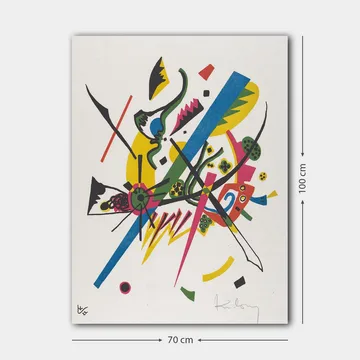 Canvastavla 70x100 cm - Abstrakt komposition med dynamiska linjer och former som skapar en känsla av rörelse - Grön / Blå / Gul - Inredning - Tavlor & posters - Canvastavla