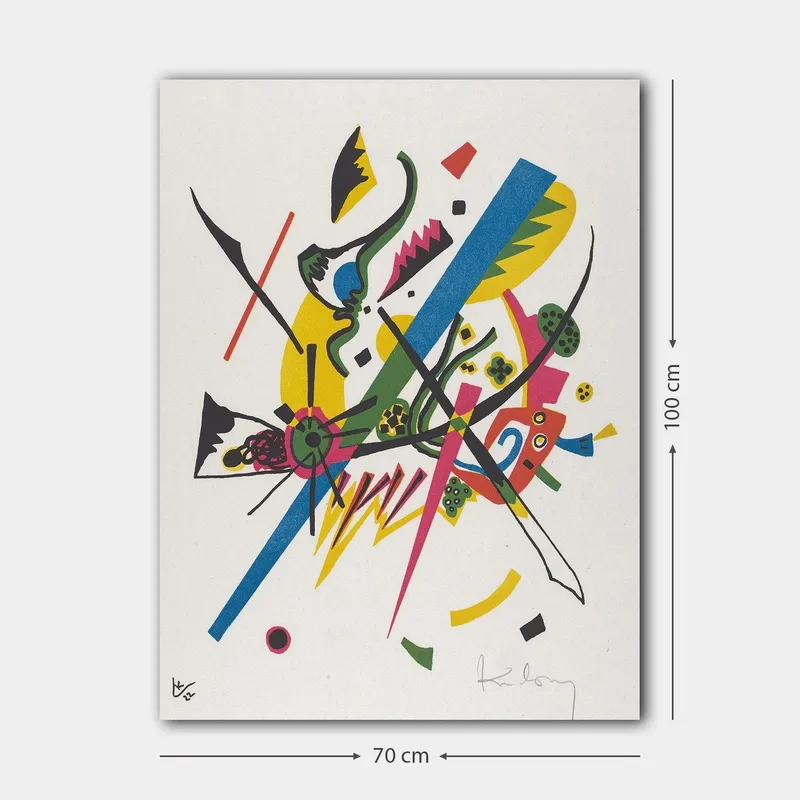 Canvastavla 70x100 cm - Abstrakt komposition med dynamiska linjer och former som skapar en känsla av rörelse - Grön / Blå / Gul - Inredning - Tavlor & posters - Canvastavla