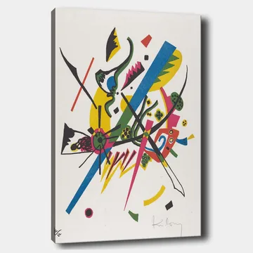 Canvastavla 70x100 cm - Abstrakt komposition med dynamiska linjer och former som skapar en känsla av rörelse - Grön / Blå / Gul - Inredning - Tavlor & posters - Canvastavla