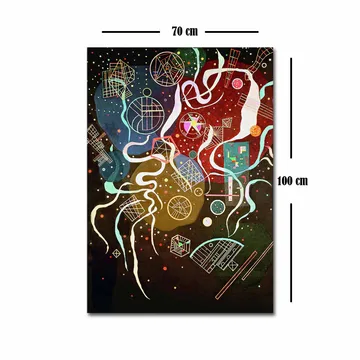 Canvastavla 70x100 cm - Abstrakt komposition med färgglada former och linjer som skapar en dynamisk rörelse - Röd / Grön / Blå - Inredning - Tavlor & posters - Canvastavla