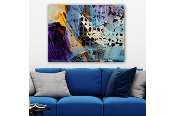 Canvastavla 70x100 cm - Abstrakt komposition med färgglada former och texturer - Blå / Svart / Orange - Inredning - Tavlor & posters - Canvastavla