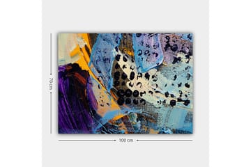 Canvastavla 70x100 cm - Abstrakt komposition med färgglada former och texturer - Blå / Svart / Orange - Inredning - Tavlor & posters - Canvastavla