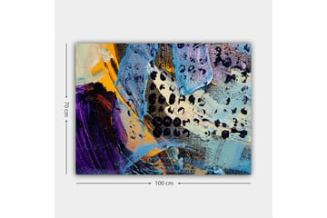 Canvastavla 70x100 cm - Abstrakt komposition med färgglada former och texturer - Blå / Svart / Orange - Inredning - Tavlor & posters - Canvastavla