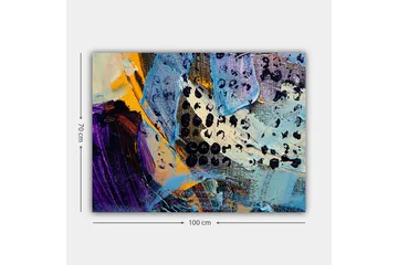 Canvastavla 70x100 cm - Abstrakt komposition med färgglada former och texturer - Blå / Svart / Orange - Inredning - Tavlor & posters - Canvastavla