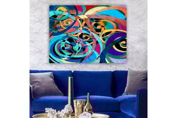 Canvastavla 70x100 cm - Abstrakt komposition med färgglada spiraler och kurvor som skapar en dynamisk rörelse - Turkos / Lila / Röd - Inredning - Tavlor & posters - Canvastavla