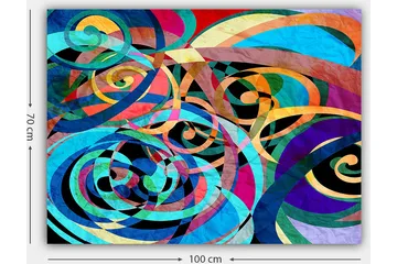 Canvastavla 70x100 cm - Abstrakt komposition med färgglada spiraler och kurvor som skapar en dynamisk rörelse - Turkos / Lila / Röd - Inredning - Tavlor & posters - Canvastavla