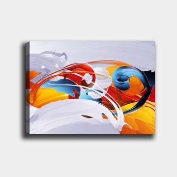 Canvastavla 70x100 cm - Abstrakt komposition med färgglada svängningar och former - Röd / Blå / Orange - Inredning - Tavlor & posters - Canvastavla