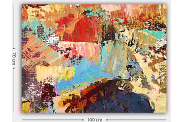 Canvastavla 70x100 cm - Abstrakt komposition med färgglada penseldrag som skapar en dynamisk och livfull känsla - Röd / Blå / Beige - Inredning - Tavlor & posters - Canvastavla