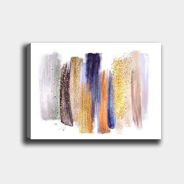 Canvastavla 70x100 cm - Abstrakt komposition med färgglada penseldrag i olika nyanser - Guld / Mörkblå / Grå - Inredning - Tavlor & posters - Canvastavla