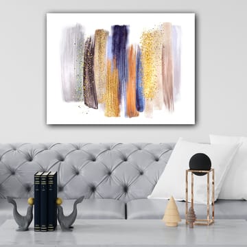 Canvastavla 70x100 cm - Abstrakt komposition med färgglada penseldrag i olika nyanser - Guld / Mörkblå / Grå - Inredning - Tavlor & posters - Canvastavla