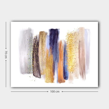 Canvastavla 70x100 cm - Abstrakt komposition med färgglada penseldrag i olika nyanser - Guld / Mörkblå / Grå - Inredning - Tavlor & posters - Canvastavla