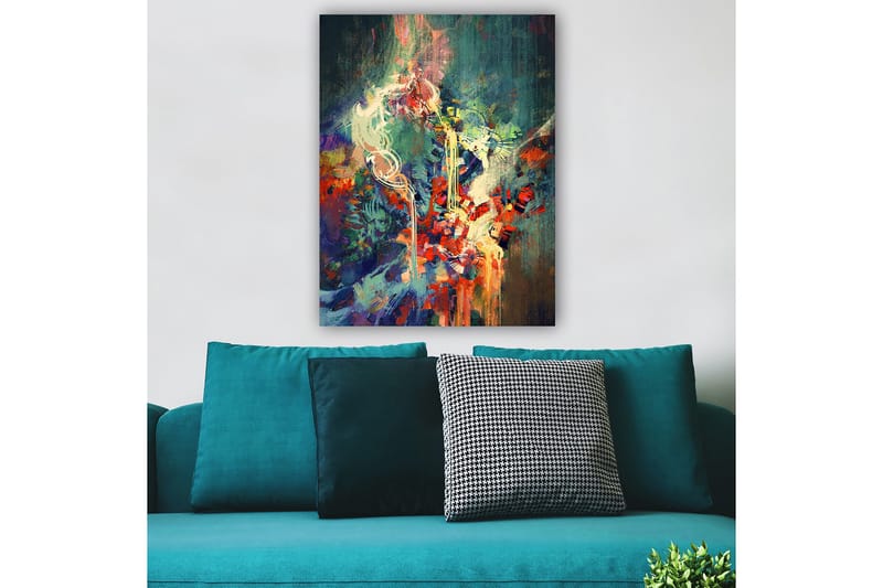 Canvastavla 70x100 cm - Abstrakt komposition med färgstarka former och dynamiska linjer - Röd / Grön / Blå - Inredning - Tavlor & posters - Canvastavla