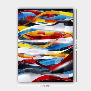 Canvastavla 70x100 cm - Abstrakt komposition med flödande linjer i starka färger - Röd / Blå / Svart - Inredning - Tavlor & posters - Canvastavla