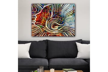 Canvastavla 70x100 cm - Abstrakt komposition med flödande linjer och färgade former som skapar en dynamisk känsla - Röd / Blå / Vit - Inredning - Tavlor & posters - Canvastavla