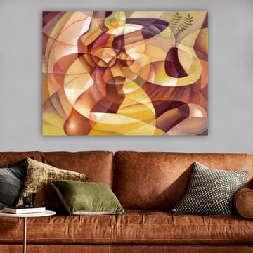 Canvastavla 70x100 cm - Abstrakt komposition med former och en vas - Guld / Brunt / Beige - Inredning - Tavlor & posters - Canvastavla