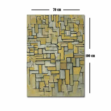 Canvastavla 70x100 cm - Abstrakt komposition med geometriska former i gult och grått - Gul / Grå - Inredning - Tavlor & posters - Canvastavla