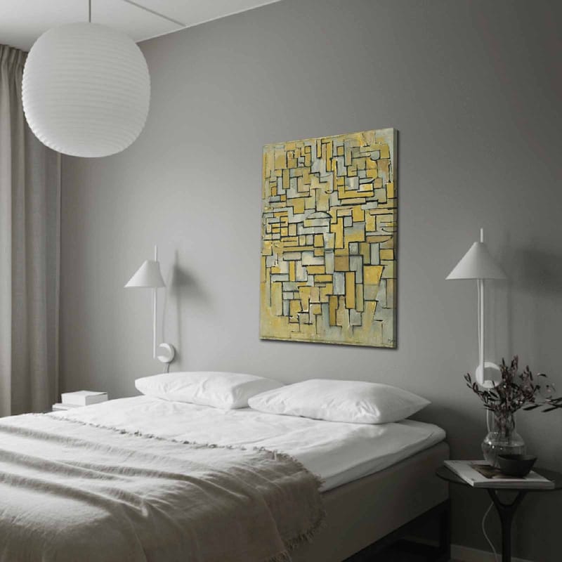 Canvastavla 70x100 cm - Abstrakt komposition med geometriska former i gult och grått - Gul / Grå - Inredning - Tavlor & posters - Canvastavla