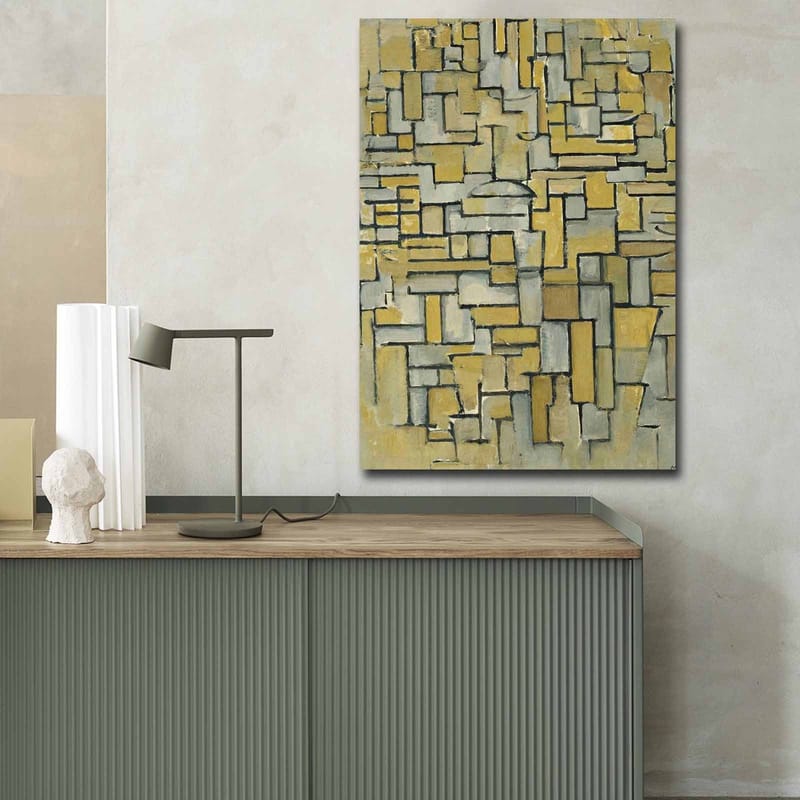 Canvastavla 70x100 cm - Abstrakt komposition med geometriska former i gult och grått - Gul / Grå - Inredning - Tavlor & posters - Canvastavla