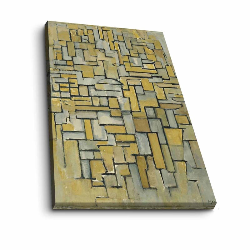 Canvastavla 70x100 cm - Abstrakt komposition med geometriska former i gult och grått - Gul / Grå - Inredning - Tavlor & posters - Canvastavla