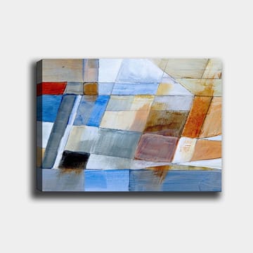 Canvastavla 70x100 cm - Abstrakt komposition med geometriska former i harmoniska färger - Blå / Orange / Grå - Inredning - Tavlor & posters - Canvastavla