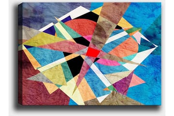 Canvastavla 70x100 cm - Abstrakt komposition med geometriska former i livliga färger - Blå / Röd / Svart - Inredning - Tavlor & posters - Canvastavla