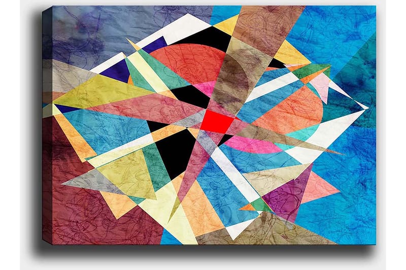 Canvastavla 70x100 cm - Abstrakt komposition med geometriska former i livliga färger - Blå / Röd / Svart - Inredning - Tavlor & posters - Canvastavla