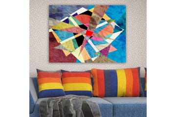 Canvastavla 70x100 cm - Abstrakt komposition med geometriska former i livliga färger - Blå / Röd / Svart - Inredning - Tavlor & posters - Canvastavla