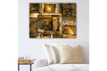 Canvastavla 70x100 cm - Abstrakt komposition med geometriska former i varma toner - Guld / Brunt / Grått - Inredning - Tavlor & posters - Canvastavla