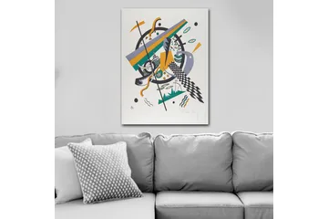 Canvastavla 70x100 cm - Abstrakt komposition med geometriska former och dynamiska linjer - Grön / Gul / Svart - Inredning - Tavlor & posters - Canvastavla