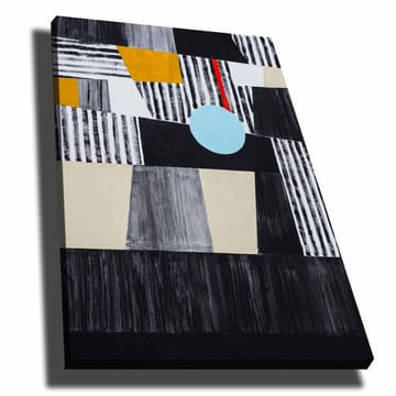 Canvastavla 70x100 cm - Abstrakt komposition med geometriska former och en central cirkel - Svart / Ljusblå / Guld - Inredning - Tavlor & posters - Canvastavla