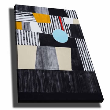 Canvastavla 70x100 cm - Abstrakt komposition med geometriska former och en central cirkel - Svart / Ljusblå / Guld - Inredning - Tavlor & posters - Canvastavla