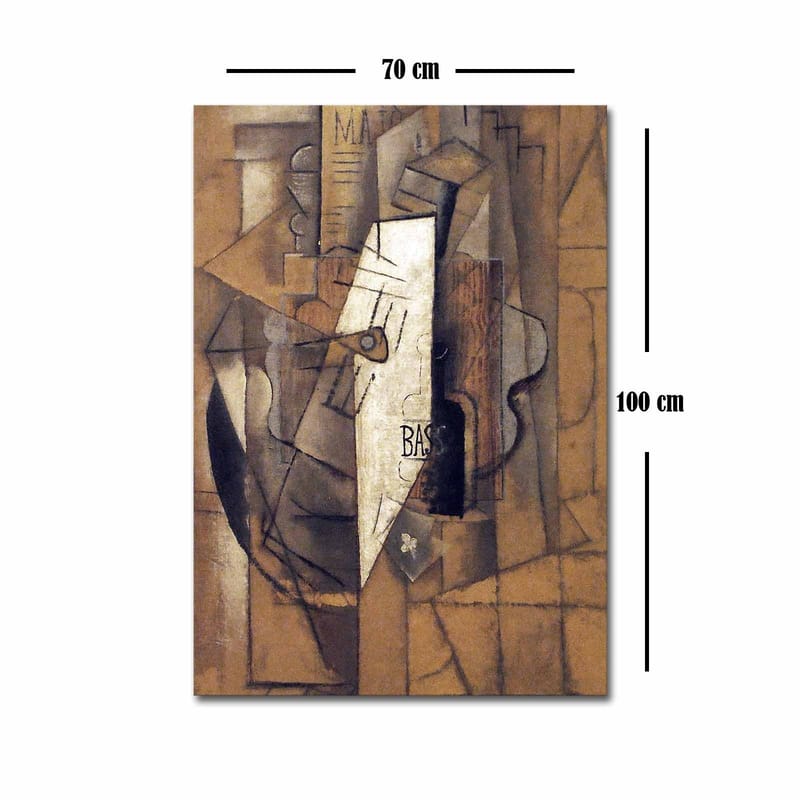 Canvastavla 70x100 cm - Abstrakt komposition med geometriska former och en central vit figur - Brun / Vit / Svart - Inredning - Tavlor & posters - Canvastavla