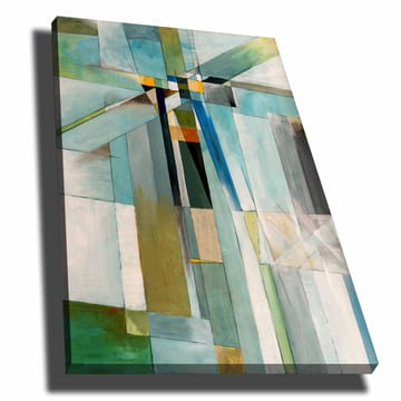 Canvastavla 70x100 cm - Abstrakt komposition med geometriska former och en harmonisk färgpalett - Blå / Grön / Beige - Inredning - Tavlor & posters - Canvastavla