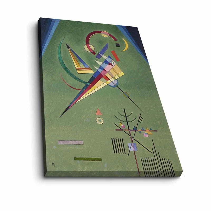 Canvastavla 70x100 cm - Abstrakt komposition med geometriska former och färgglada linjer - Grön / Blå / Röd - Inredning - Tavlor & posters - Canvastavla