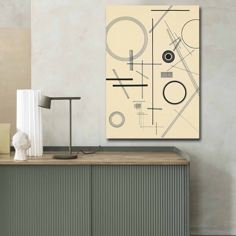 Canvastavla 70x100 cm - Abstrakt komposition med geometriska former och linjer - Beige / Svart - Inredning - Tavlor & posters - Canvastavla