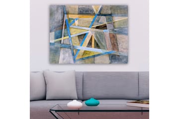 Canvastavla 70x100 cm - Abstrakt komposition med geometriska former och linjer i harmoniska färger - Blå / Beige / Grå - Inredning - Tavlor & posters - Canvastavla