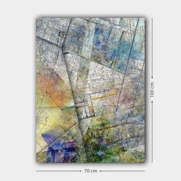 Canvastavla 70x100 cm - Abstrakt komposition med geometriska former och mjuka färgövergångar - Blå / Grön / Gul - Inredning - Tavlor & posters - Canvastavla