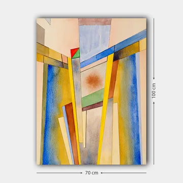 Canvastavla 70x100 cm - Abstrakt komposition med geometriska former och starka färger - Gul / Blå / Röd - Inredning - Tavlor & posters - Canvastavla