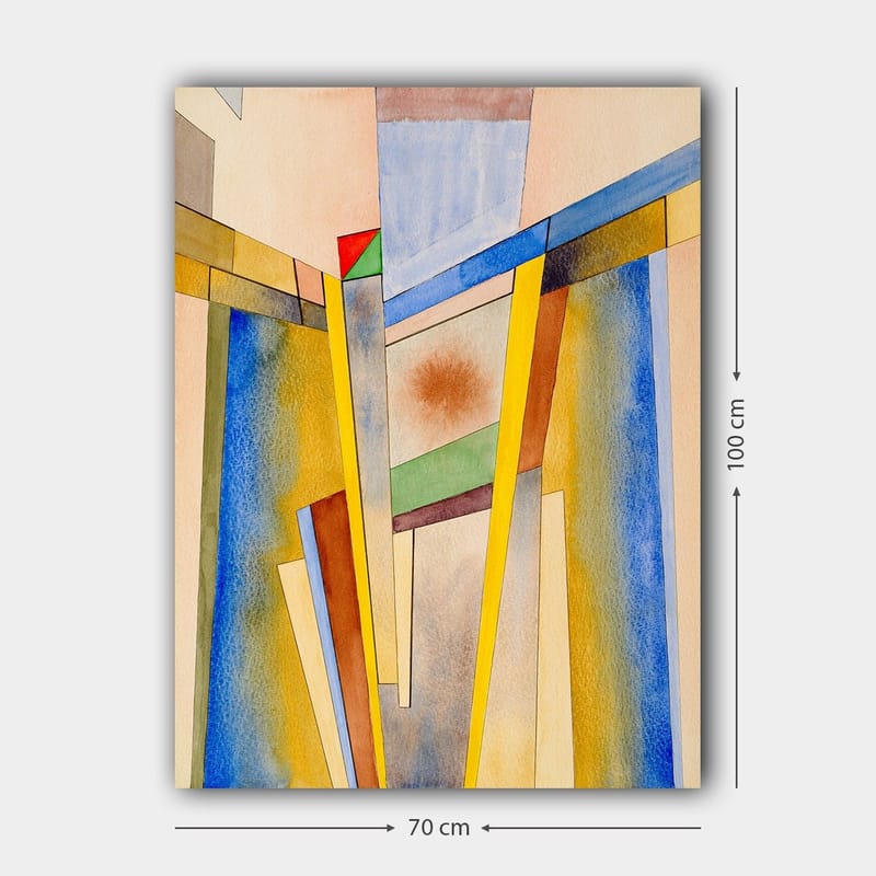 Canvastavla 70x100 cm - Abstrakt komposition med geometriska former och starka färger - Gul / Blå / Röd - Inredning - Tavlor & posters - Canvastavla